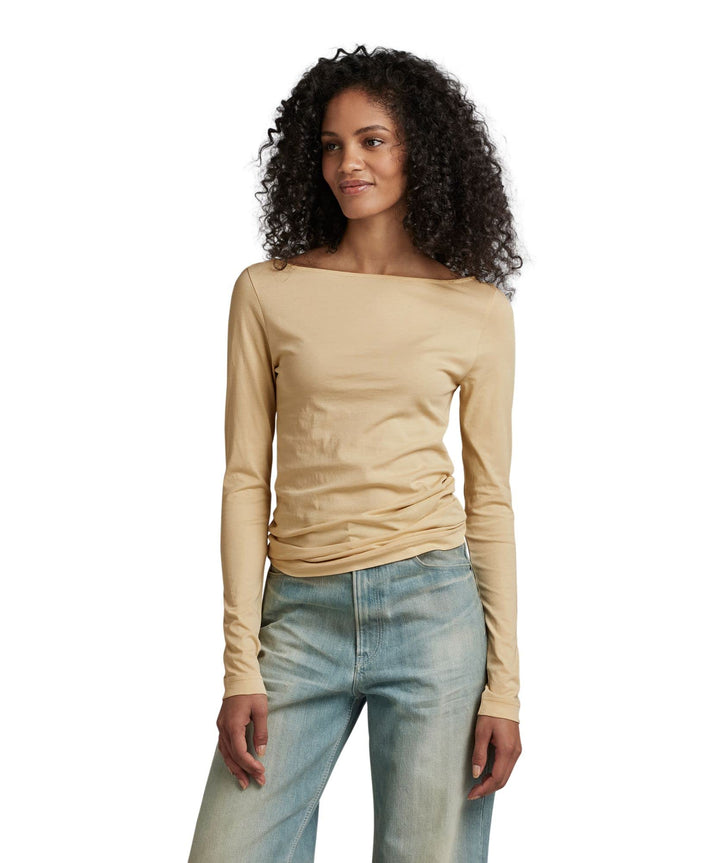 G-Star Damen Boat Slim T Ls Wmn Tops M Beige (Postbag D22754-d266-1868), M Beige (Postbag D22754-d26
