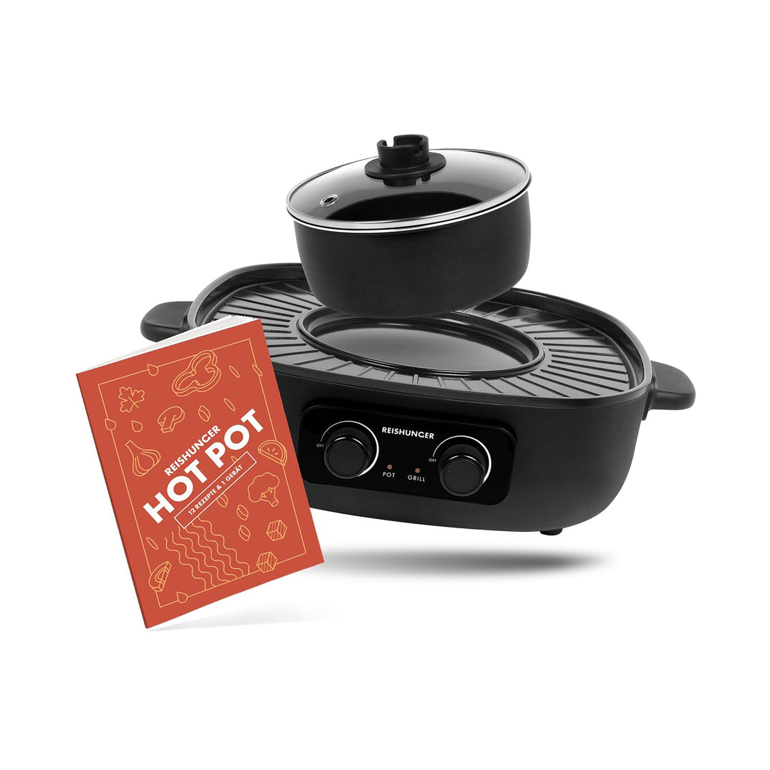 REISHUNGER Elektrischer Hot Pot mit Grillfunktion – für 2-4 Personen – 2 Liter Füllvolumen – Hot Pot