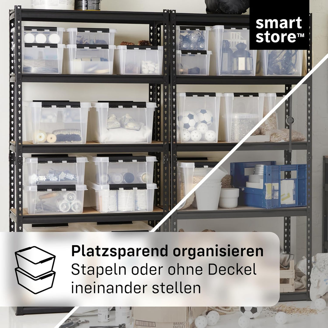 SmartStore ﻿aufbewahrungsbox mit deckel, 32 l, 3er-Pack, verstärkt, gross, transparent, für Lebensmi