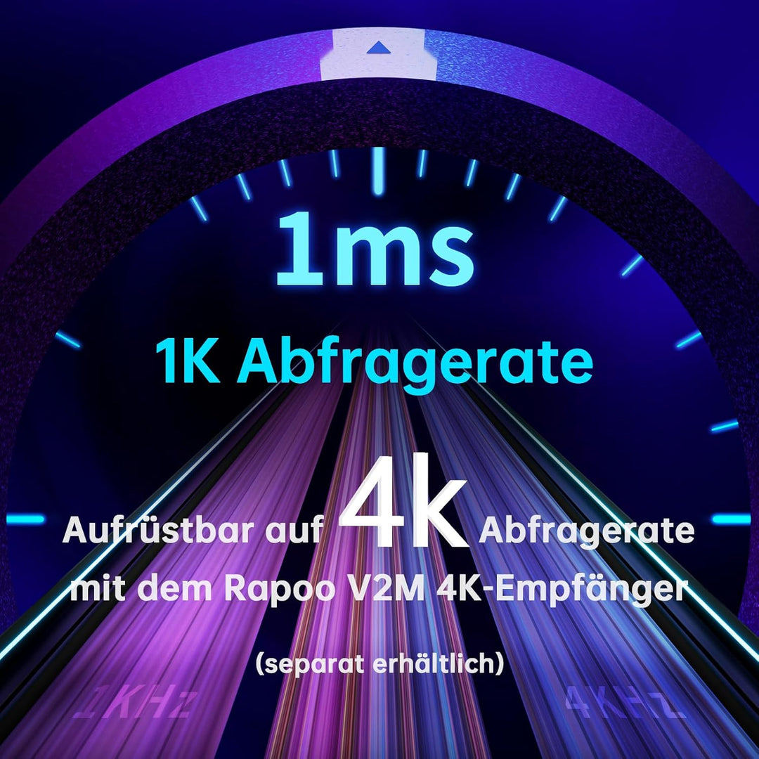 Rapoo VT9 Pro Kabellose Gaming-Maus mit PAW 3398 Sensor, 26000 DPI, 1 ms Reaktionszeit, 10 programmi