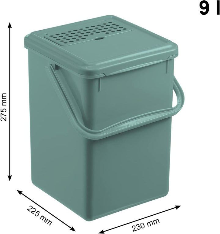 Rotho Bio Komposteimer 9l mit Aktivkohlefilter im Deckel und weiteren Ersatzfilter, Kunststoff (PP)