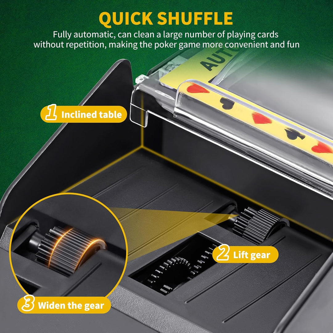 ZONJIE Automatische Elektrischer Kartenmischer für 4 Decks - USB/Batteriebetrieb, EIN-/Zwei-Deck-Kar
