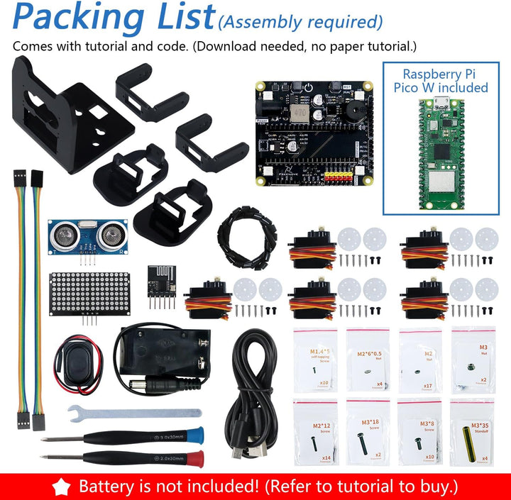 Freenove Bipedal Robot Kit for Raspberry Pi Pico W (Included) (Compatible with Arduino IDE), LED Mat