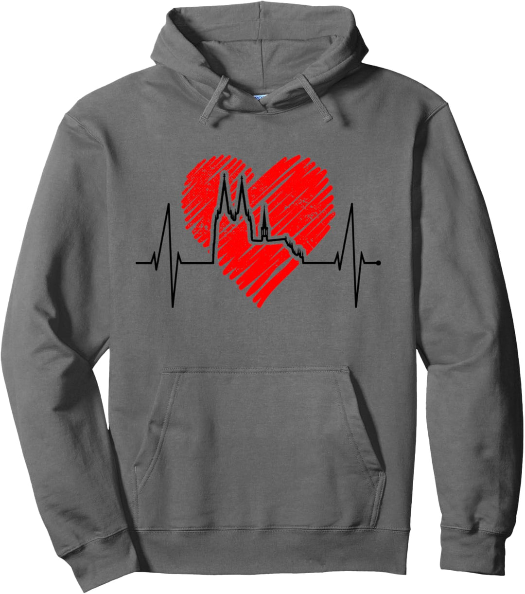 Köln Skyline Herzschlag Kölner Dom Kölsch Fan Karneval Köln Pullover Hoodie