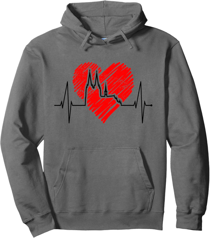 Köln Skyline Herzschlag Kölner Dom Kölsch Fan Karneval Köln Pullover Hoodie