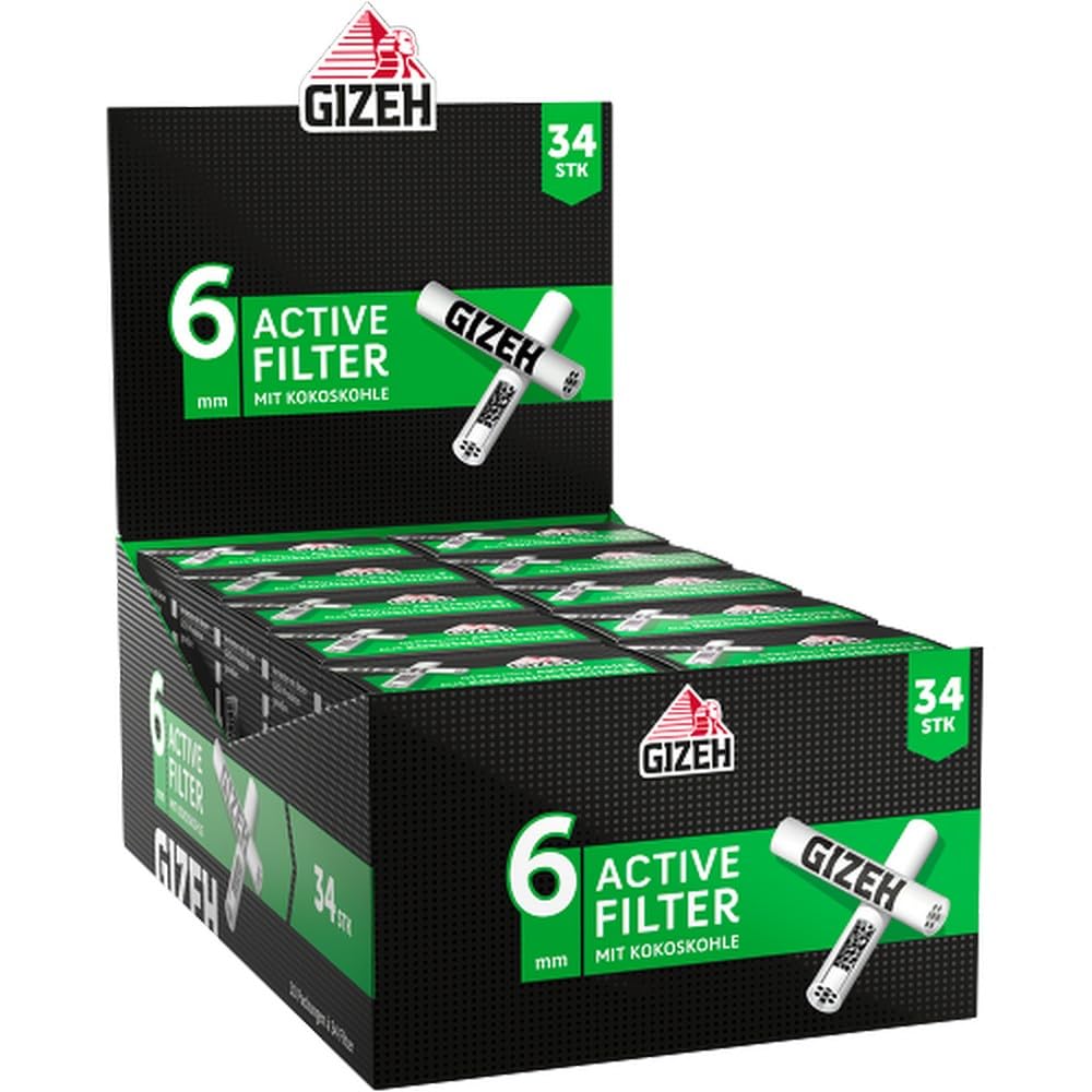 GIZEH BLACK Active Filter – Aktivkohlefilter slim 6 mm Durchmesser – Gizeh Filter mit Aktivkohle aus