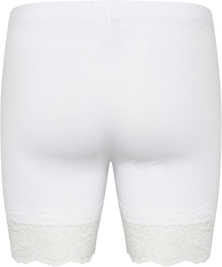 Cream Shorts Matilda Damen Shorts mit Spitze Kurz Leggings Unter Rock Hosen Unterhose, Optical White
