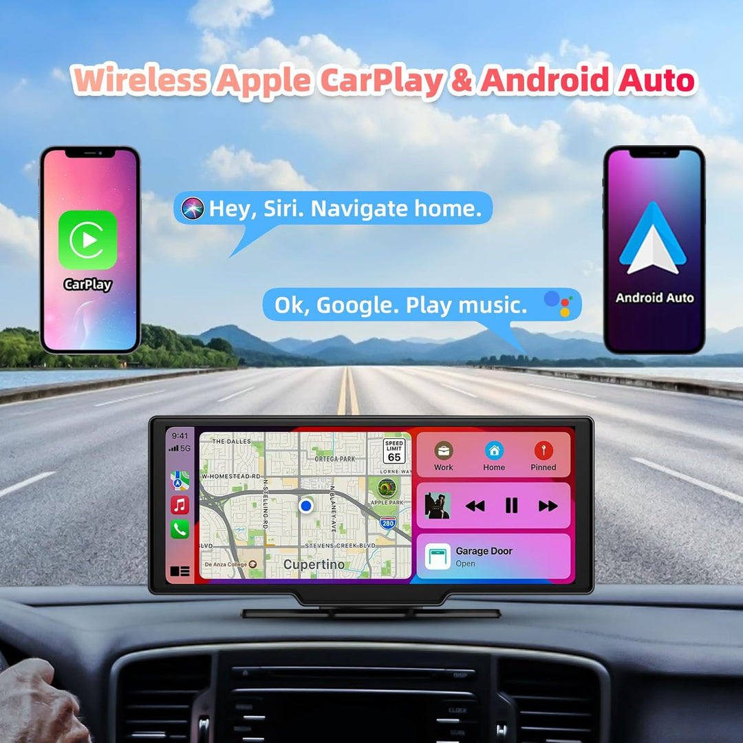 10,26 Zoll Carplay und Android Auto Display mit Wireless CarPlay & Android Auto, 4K Front-Kamera, 10