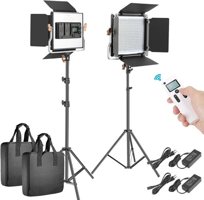 Neewer 2 Packungen Erweiterte 2,4 G 480 LED Video Licht Kit Beleuchtung Fotografie LED Panel zweifar