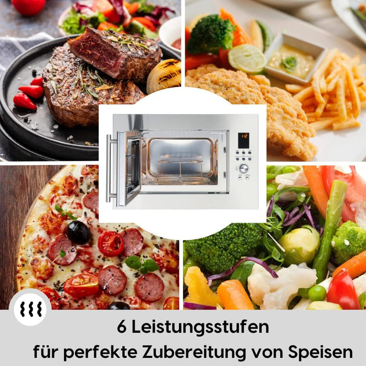 PKM Einbau-Mikrowelle MW900-23G-IN I 900W Mikrowellenleistung I 23L Garraum I 6 Leistungsstufen I 8