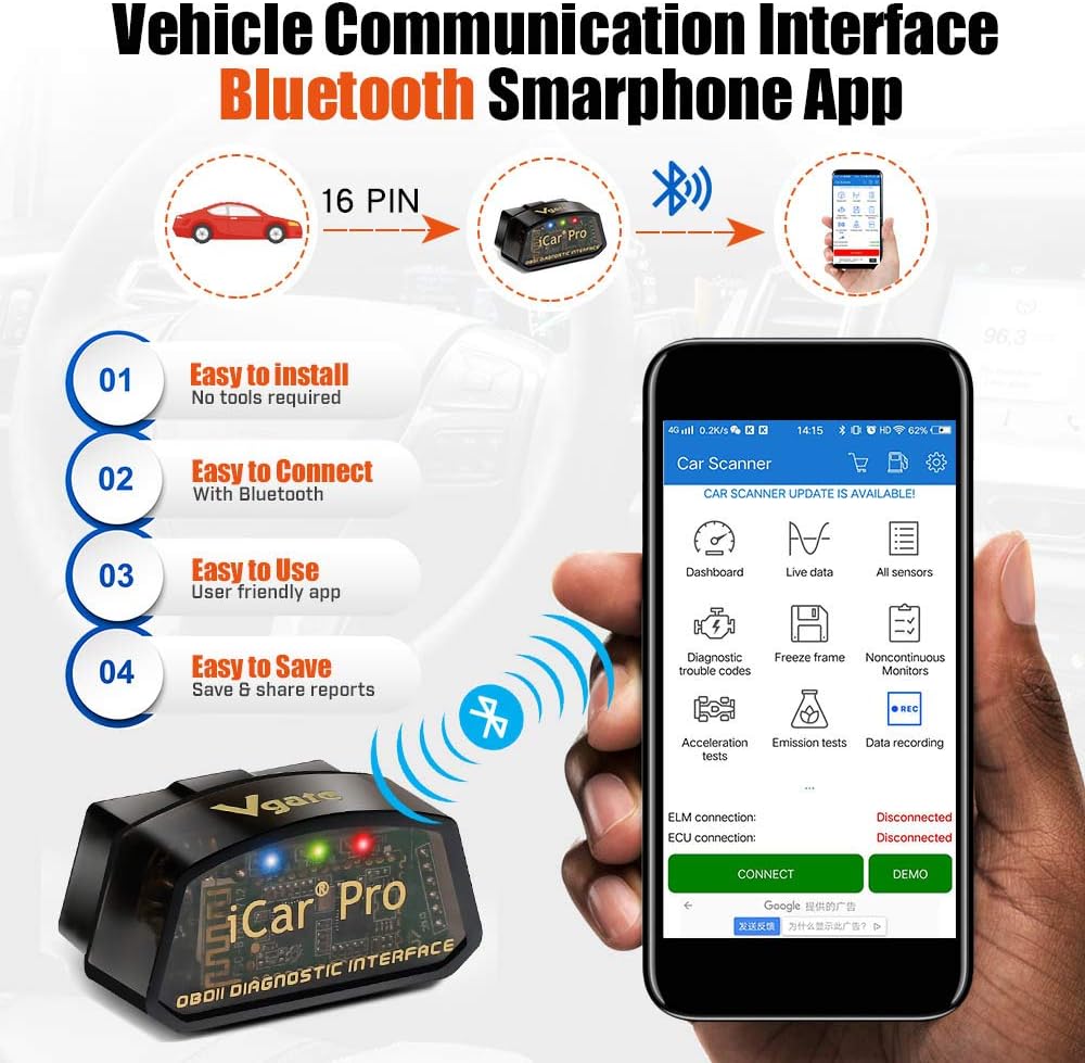 Vgate iCar Pro Bluetooth 4.0 OBDII-Scanner für Android & iOS Wireless Obd2 Car Code Reader Diagnoseg
