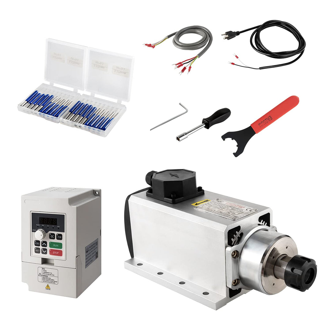 CNC Spindel Motor Kits, 220V 4KW 4000W Luftgekühlte Spindel Quadratische CNC Motor 220V 4KW VFD und