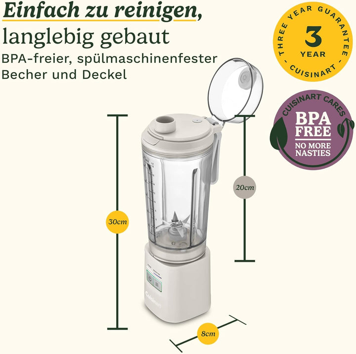 Cuisinart® Blast & Go Kabelloser Mixer | Wiederaufladbar per USB-C | 500 ml BPA-freier Reisebecher |