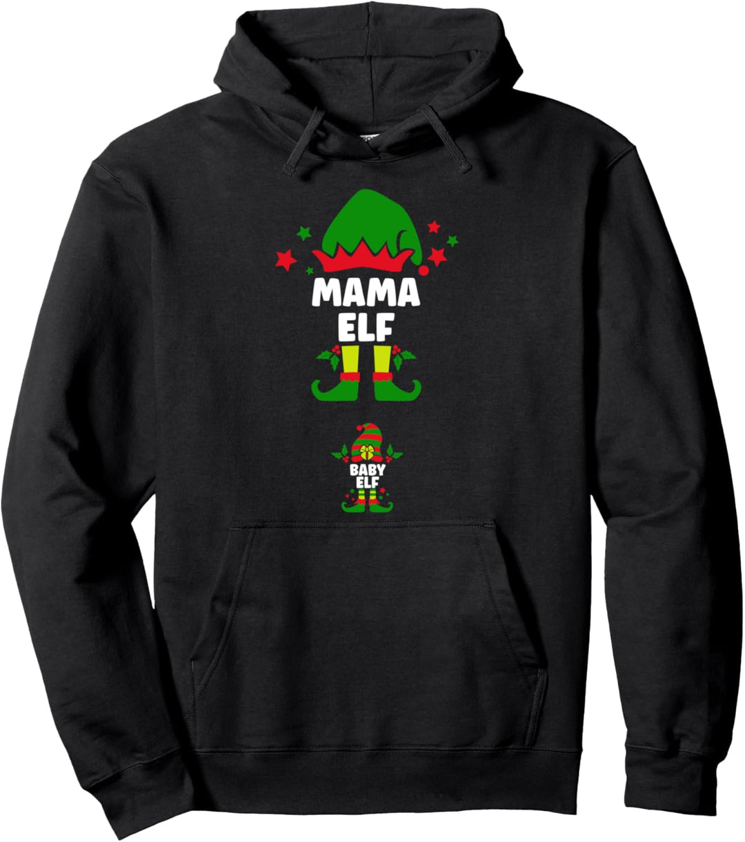 Mama & Baby Elf - Schwangerschaft verkünden Weihnachtsfamilie Pullover Hoodie