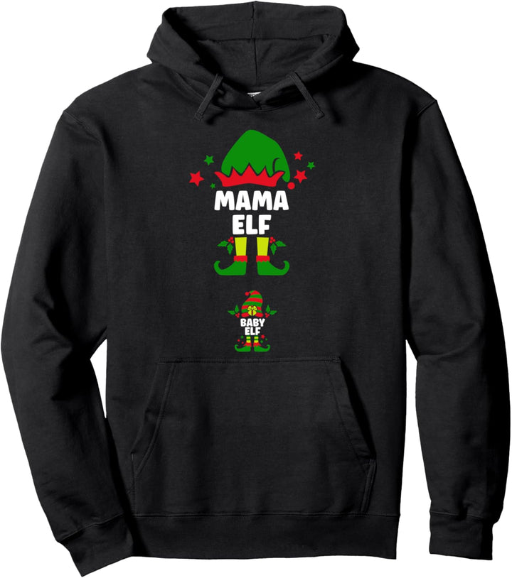 Mama & Baby Elf - Schwangerschaft verkünden Weihnachtsfamilie Pullover Hoodie