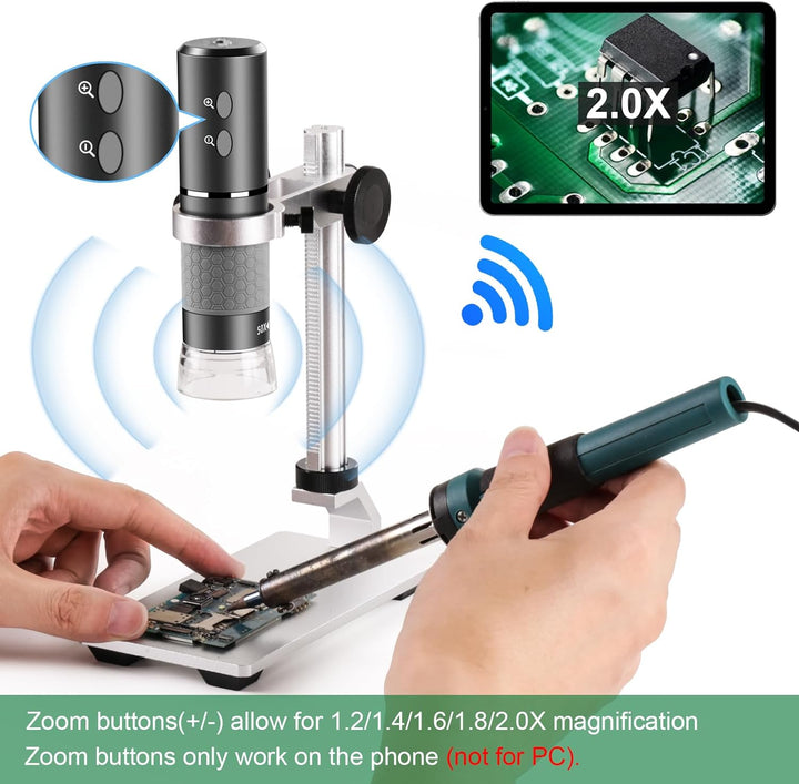 Cainda 4K 3840x2160p WiFi Digital Mikroskop Kamera mit justierbarem Metallständer, drahtloses tragba