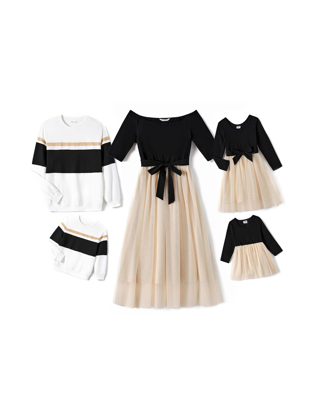 PATPAT Familien Outfit Set Langarm - Partnerlook Mutter Tochter Kleid Langarm T-Shirt & Mutter Kind