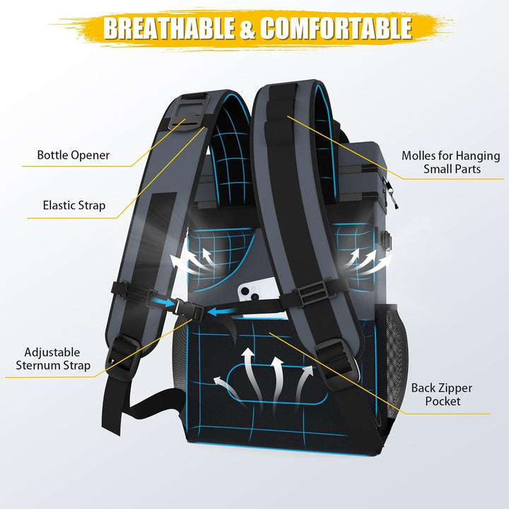 Kühlrucksack 30L Kühltasche Rucksack Gross Faltbar, 40 Dosen Kühl Thermo Rucksack Gross Isolierte Kü