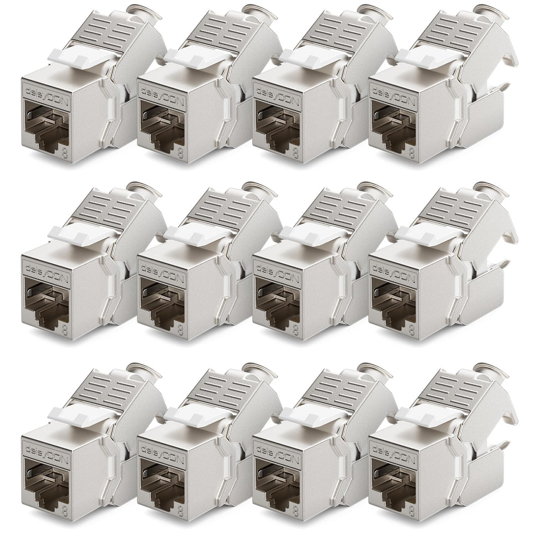 deleyCON 12x CAT 8 Keystone Jack Modul Patchkabel Netzwerkkabel Optimal für CAT8 CAT7 CAT7a Verlegek
