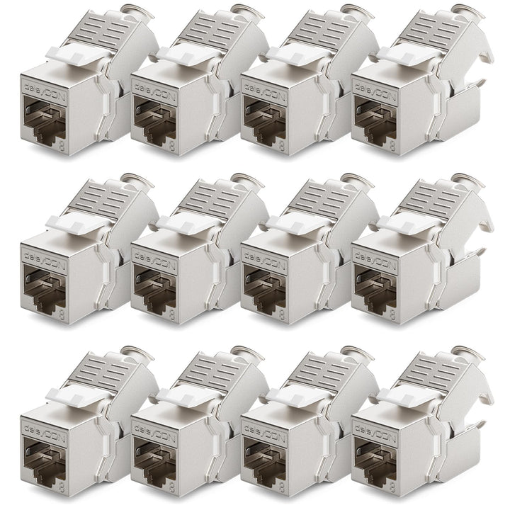 deleyCON 12x CAT 8 Keystone Jack Modul Patchkabel Netzwerkkabel Optimal für CAT8 CAT7 CAT7a Verlegek