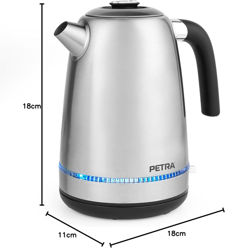 Petra Wasserkocher, Elektrisch mit Temperatureinstellung 1,7L mit LED, BPA-frei, mit Kalkfänger & Wa