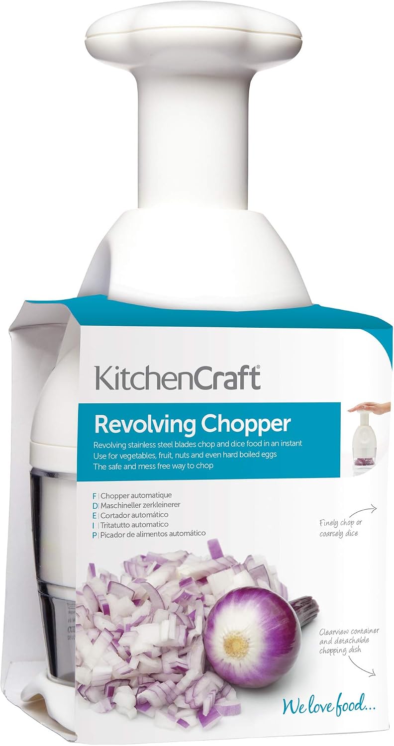 KitchenCraft Mini-Hand Blitzhacker, Rostfreier Stahl, Grau, 10 x 10.5 x 23 cm, 1 Einheiten