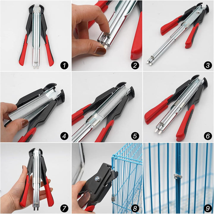 MOGOULUA Hog Ringzangen Set Haustierkäfig Zange mit 2500 Stück Zaunzange Ringe C-Typ Clip Automatisc