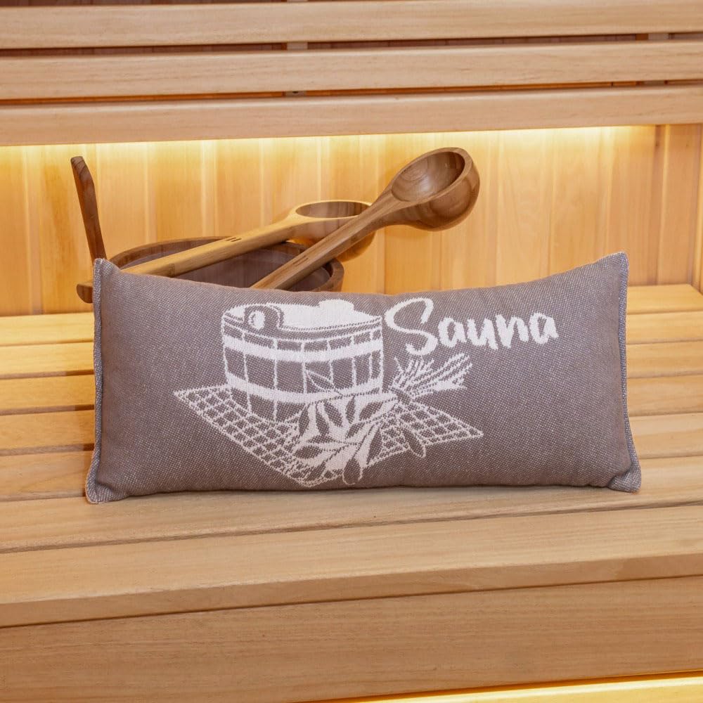 Ger3as Saunakissen Reisekissen, Baumwolle 100% Saunakissen, 50 x 22 cm Sauna Kopfkissen (Hellgrau/We