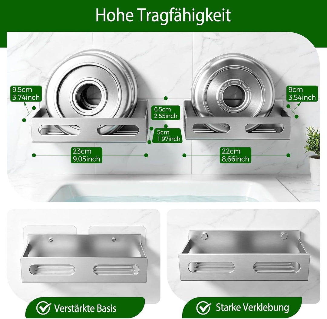 AIKER Duschablage Ohne Bohren,HochwertigerVerdickter/Stark/grosse Edelstahl SUS304 Badezimmer Organi