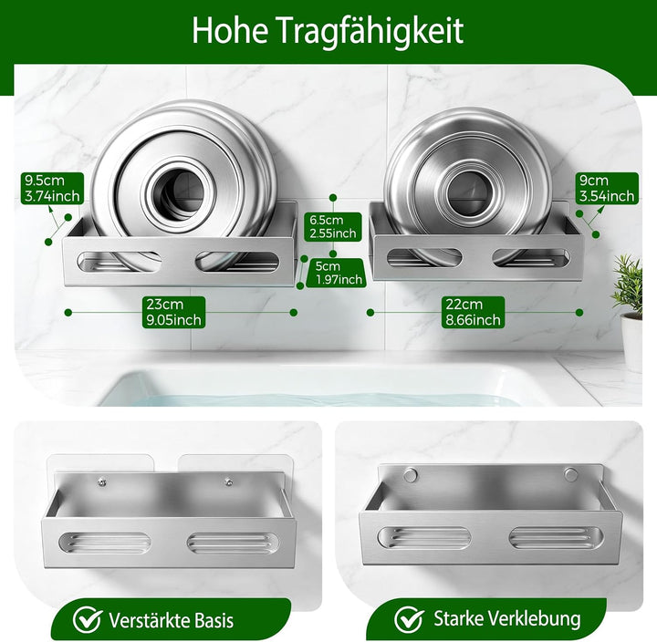 AIKER Duschablage Ohne Bohren,HochwertigerVerdickter/Stark/grosse Edelstahl SUS304 Badezimmer Organi