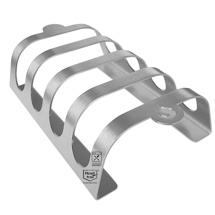 Rib-Rack Size S (4er)| Rippchenhalter mit Griffen |Das Profi-Tool zum Rippchen-Grillen |Edelstahl |