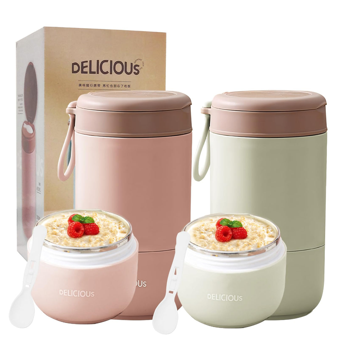 Chedin Müslibecher To Go mit Deckel, Edelstahl Porridge Becher 730ml Auslaufsicher joghurtbecher to