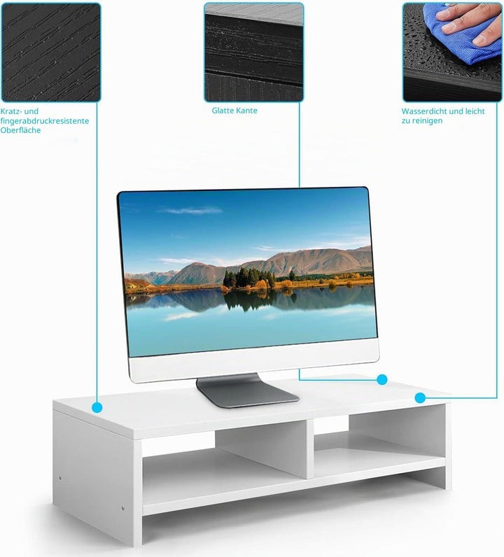 Holz Laptopständer 2-stufiger Laptopständer &amp; Monitorständer mit Ablagefach, ergonomische Monitorerh