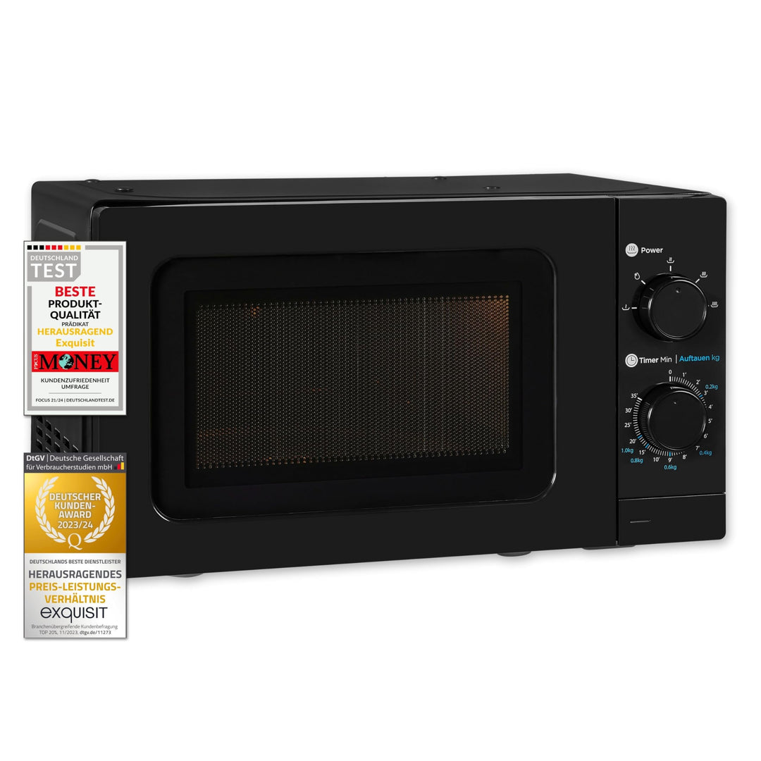 Exquisit Mikrowelle WP 700 J17-3 sw | 700 W Leistung | 20 L Garraum | Unterbau | Schwarz | Mikrowell