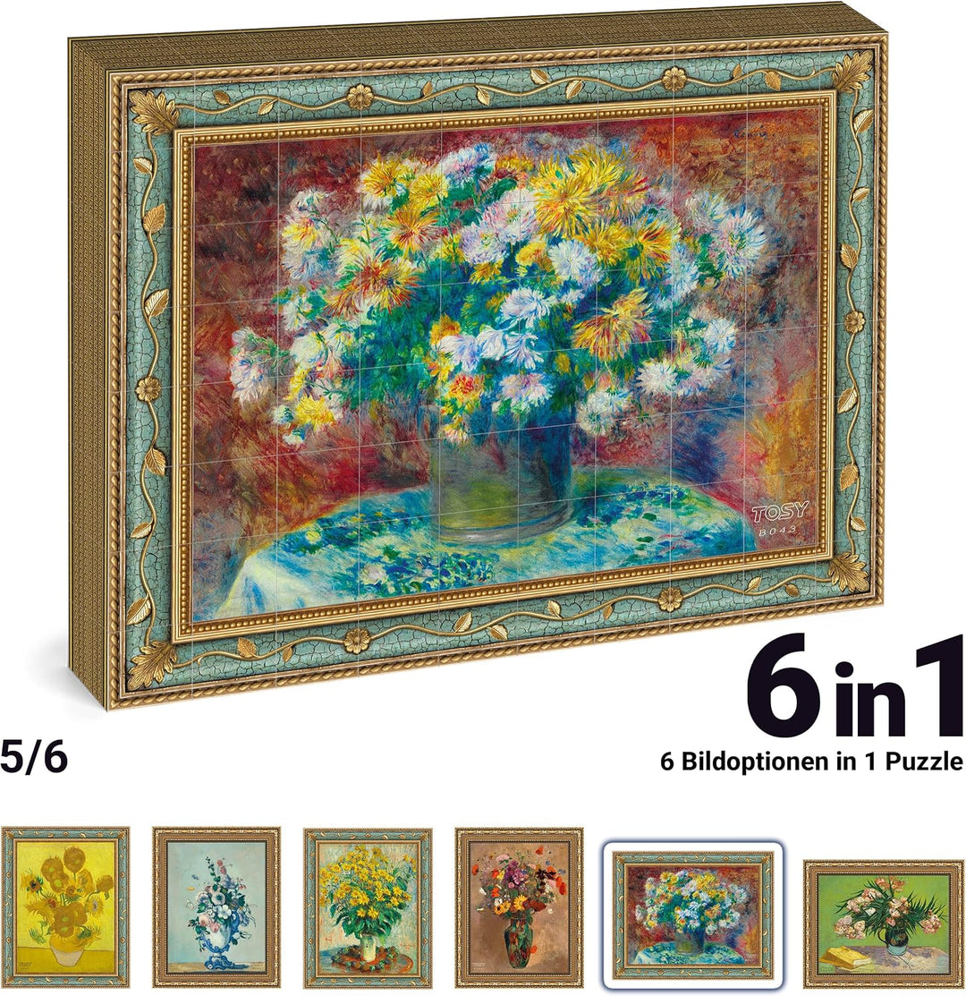 TOSY Picture Cube Floral Masterpieces: 6-in-1 magnetisches Bilderpuzzle, 80 Blöcke, 488 Flächen/Magn