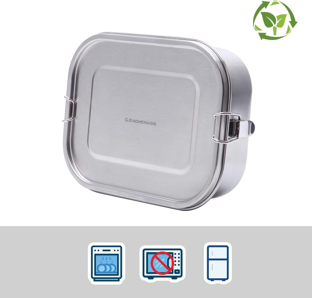 G.a HOMEFAVOR Edelstahl Brotdose Metall Lunchbox mit 5 Fächern 1400ml Auslaufsichere Bento Box Gross