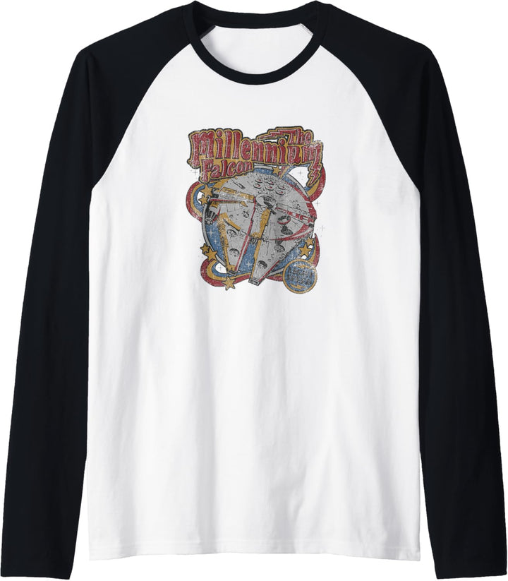 Star Wars The Millennium Falcon Light Speed Retro Colors Raglan