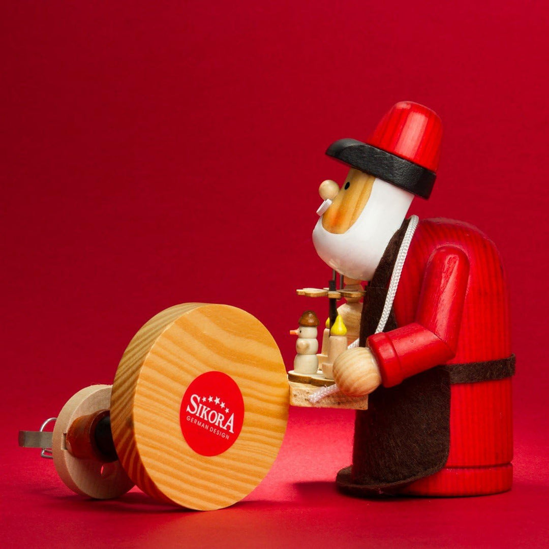 SIKORA RM-A Räuchermännchen aus Holz 3 Grössen Verschiedene Motive, Farbe/Modell:A17 rot - Pyramiden