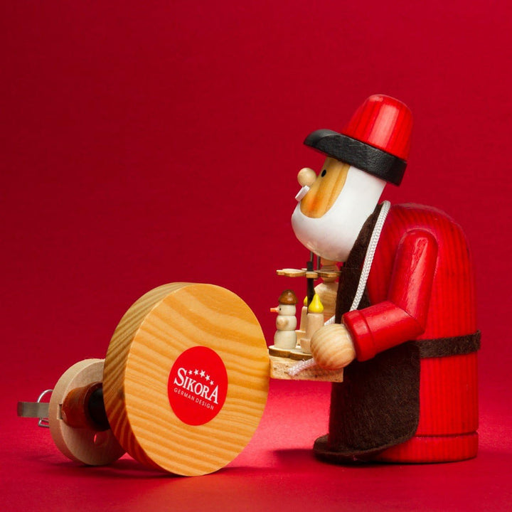 SIKORA RM-A Räuchermännchen aus Holz 3 Grössen Verschiedene Motive, Farbe/Modell:A17 rot - Pyramiden