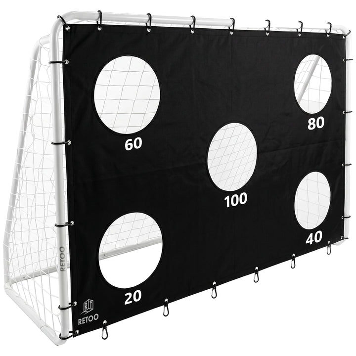 Retoo Fussballtor mit Zielwand, 240x170x85 cm Stahlrahmen, klappbar, PE-Netz | 20/60/80/100 Punkte,