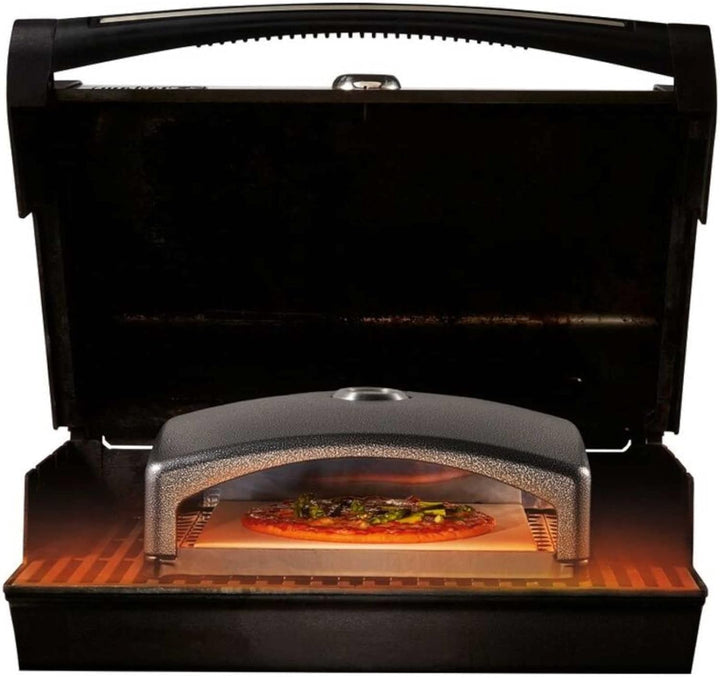 OWIM Pizzaofen Grillaufsatz - Cordierit Pizzastein - Schwarz - Ideal für Pizzas, Flammkuchen & Bague