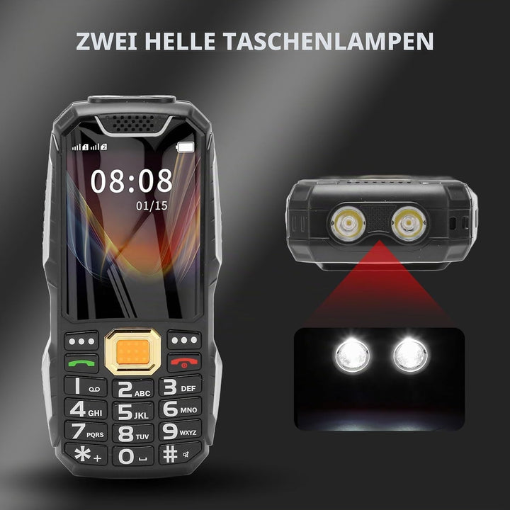 Entsperrtes Mobiltelefon mit Grossen Tasten, SOS-Notfallhilfe, Stereo-Klangqualität, Dual-SIM-Karten