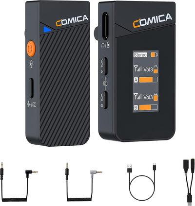 comica Vimo C1 Drahtloses Lavalier Mikrofon mit Noise Cancellation, 2.4G Funkmikrofon Ansteckmikrofo