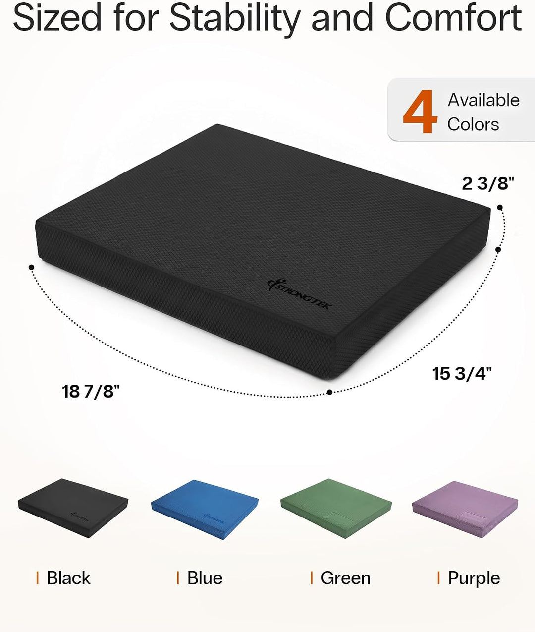 StrongTek Extra breites Schaumstoff-Balance-Pad für Physiotherapie, 48,3 x 40,1 x 6,1 cm, hochdichte