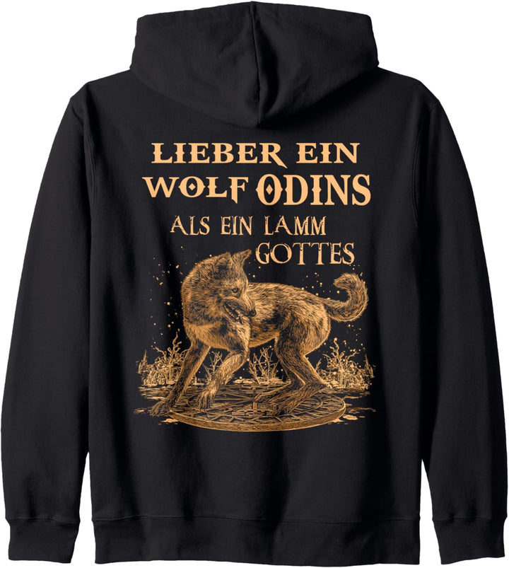 Lieber ein Wolf Odins als ein Lamm Gottes - Nordische Kapuzenjacke