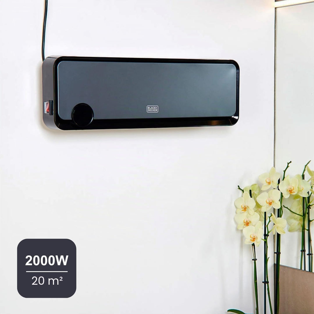 Black+Decker Keramische Wandheizung für Badezimmer | BXWSH2000E | Mit digitalem Thermostat | 2000 W