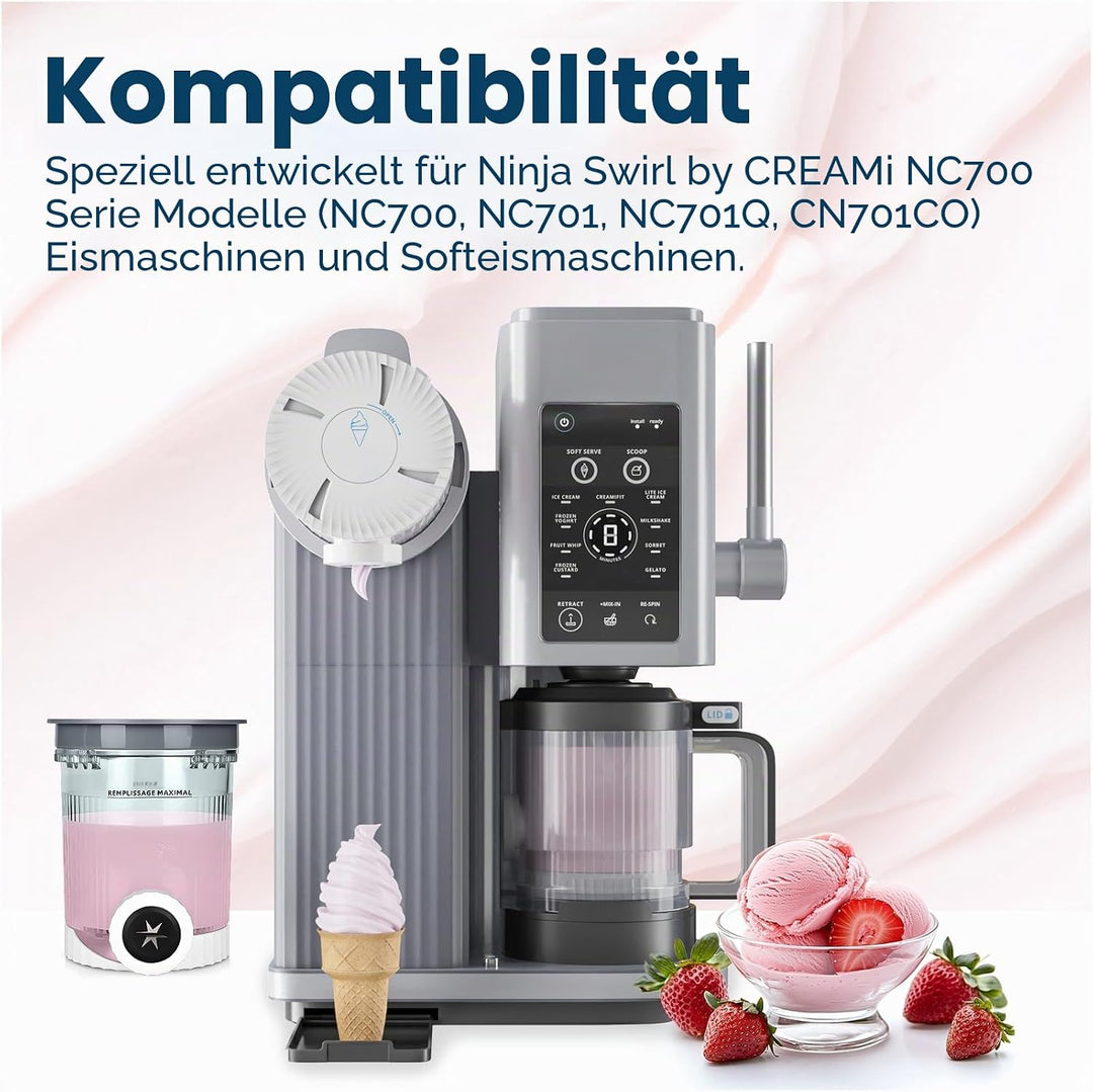 2er-Pack Ersatz-Pints und Deckel für Ninja Swirl by CREAMi NC700 Serie von MMOBIEL – Klare Eiscremeb
