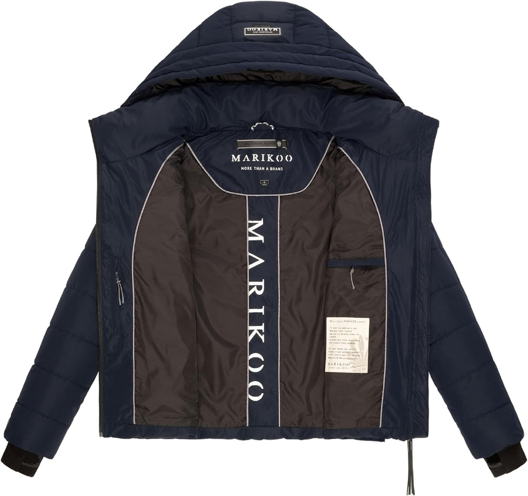 MARIKOO Damen Winterjacke warme Steppjacke mit Abnehmbarer Kapuze Samuiaa XVI XS-3XL XS Navy, XS Nav