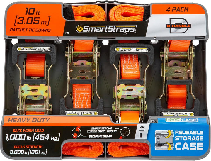 SmartStraps 141 Spanngurte mit Ratsche, gepolstert, strapazierfähig, 6,4 m, 3,000 kg, Orange, 10 Fee
