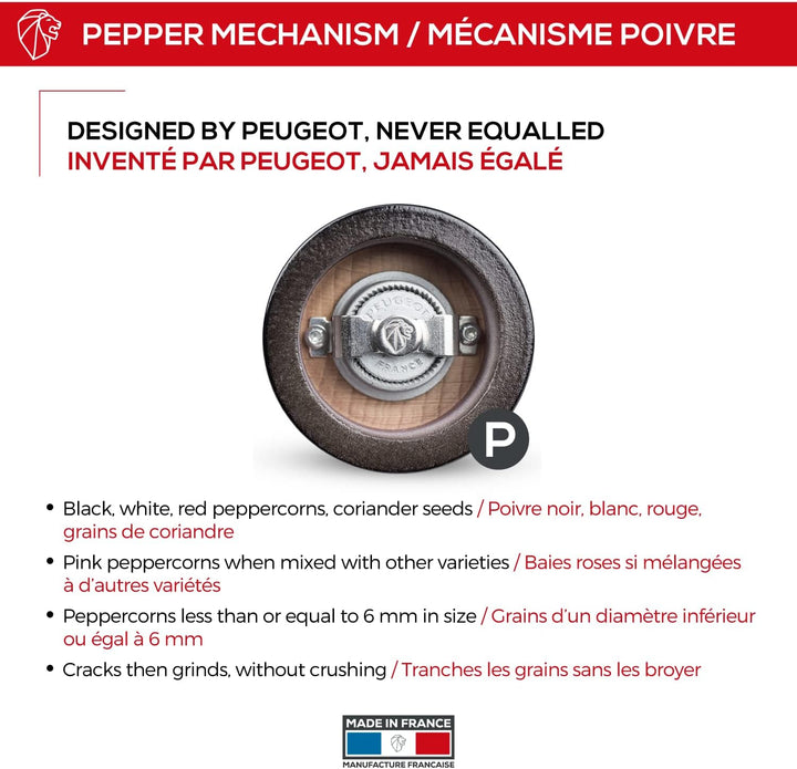 Peugeot Fidji Manuelle Pfeffermühle, Klassische Mahlgradeinstellung, Höhe: 20 cm, Holz, Schwarz, 171